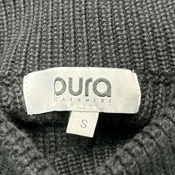 Pura Cashmere Black Supima Cotton Ribbed Neck 3/4 Sleeve Sweater Size Small - Picture 8 of 8